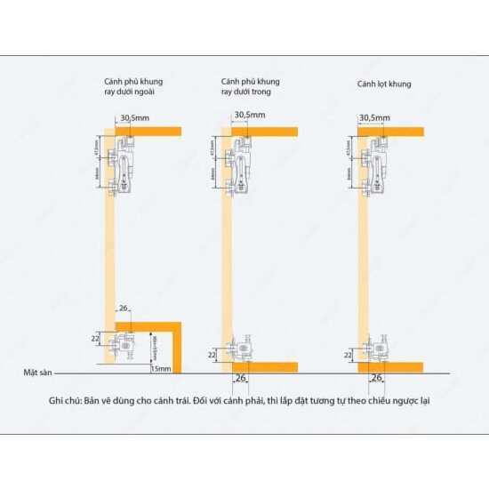 RAY TRƯỢT CỬA LÙA CÁNH GẬP – GR68