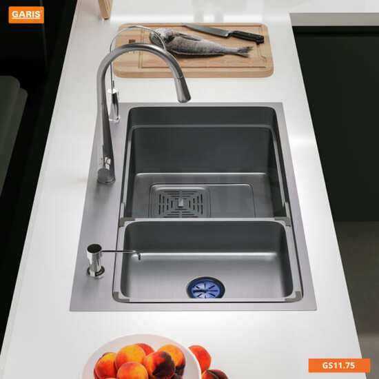 CHẬU RỬA 1 HỐ TO TÍCH HỢP HỐ PHỤ RỜI GS11.75