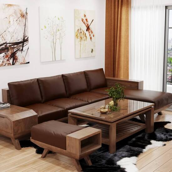 Sofa gỗ sồi TV06