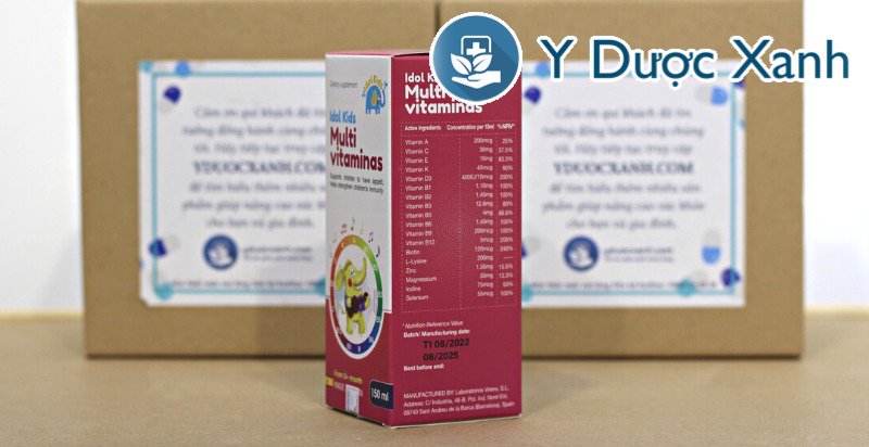 idol kids multivitaminas, 150 ml, siro tăng cường sức đề kháng cho bé, trẻ em từ 6 tháng tuổi của tây ban nha