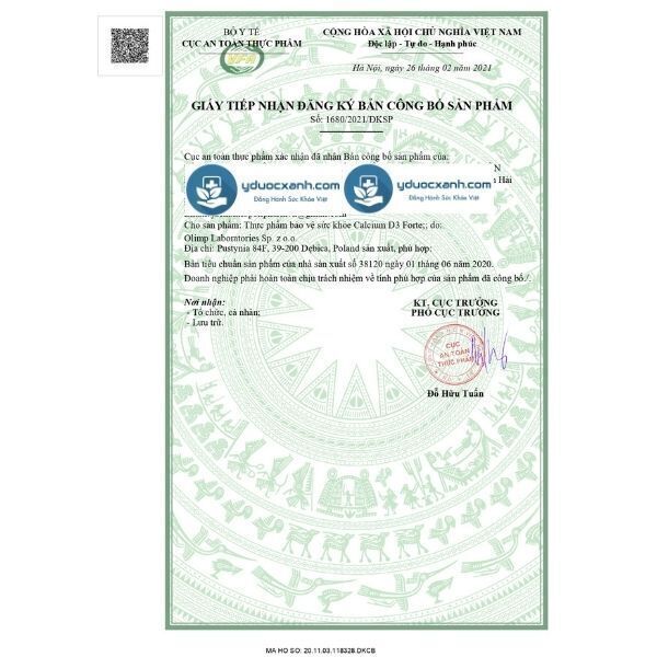 calcium d3 forte, 60 viên, viên uống bổ sung canxi cho bà bầu của ba lan