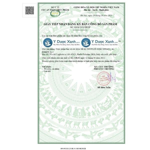 healthyplex d3k2 spray, 10ml, dạng xịt vitamin d3 và k2 cho trẻ sơ sinh, trẻ nhỏ của ý