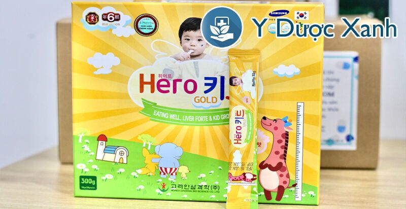 siro hero kid gold, 30 gói, siro hỗ trợ biếng ăn, tăng sức đề kháng cho trẻ nhỏ từ 1 tuổi của hàn quốc