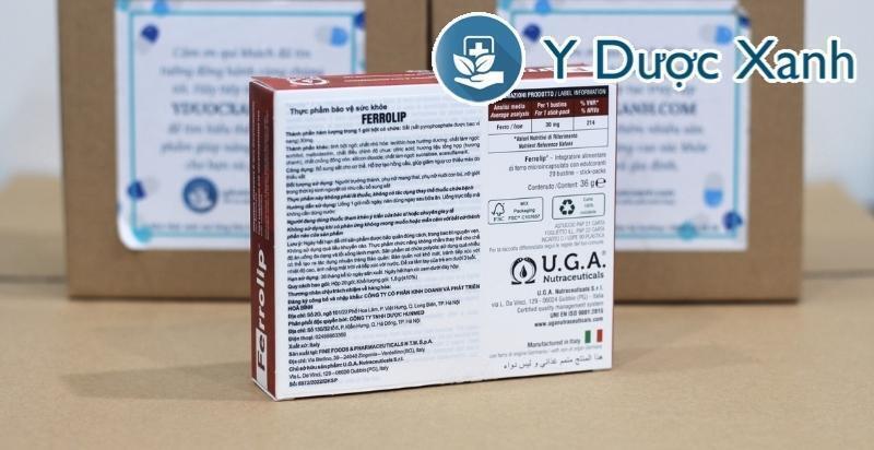 ferrolip, 20 gói, gói sắt sinh học bổ sung sắt cho bà bầu, người thiếu máu của ý