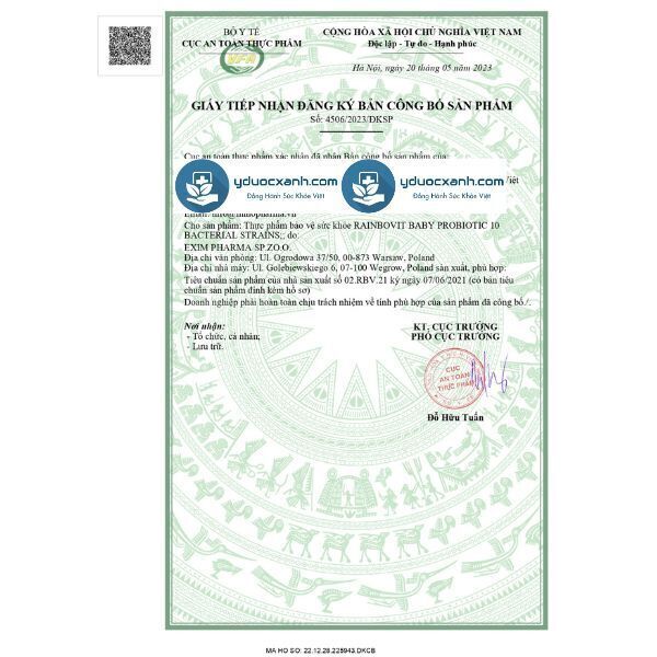 rainbovit baby probiotic, 5ml, men 10 chủng đông khô bổ sung men vi sinh cho hệ tiêu hóa