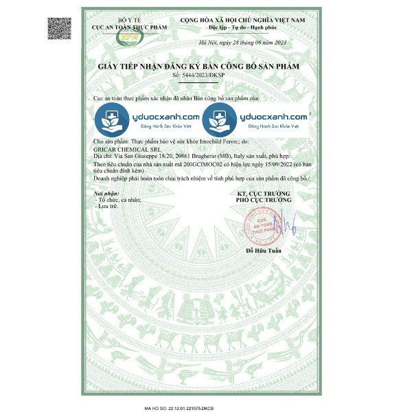 imochild feron, 30ml, siro bổ sung sắt, hỗ trợ thiếu máu cho trẻ em trên 7 tháng tuổi của ý