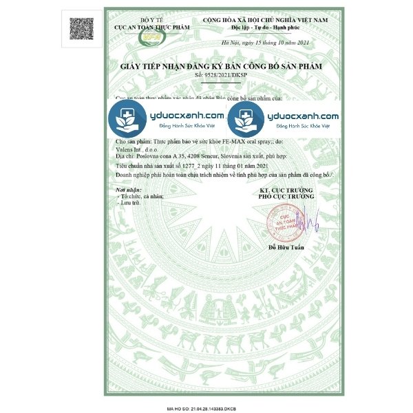 fe-max iron spray, sắt dạng xịt cho bé trên 12 tháng tuổi của slovenia