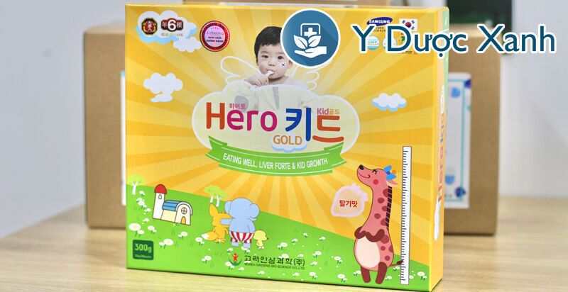 siro hero kid gold, 30 gói, siro hỗ trợ biếng ăn, tăng sức đề kháng cho trẻ nhỏ từ 1 tuổi của hàn quốc