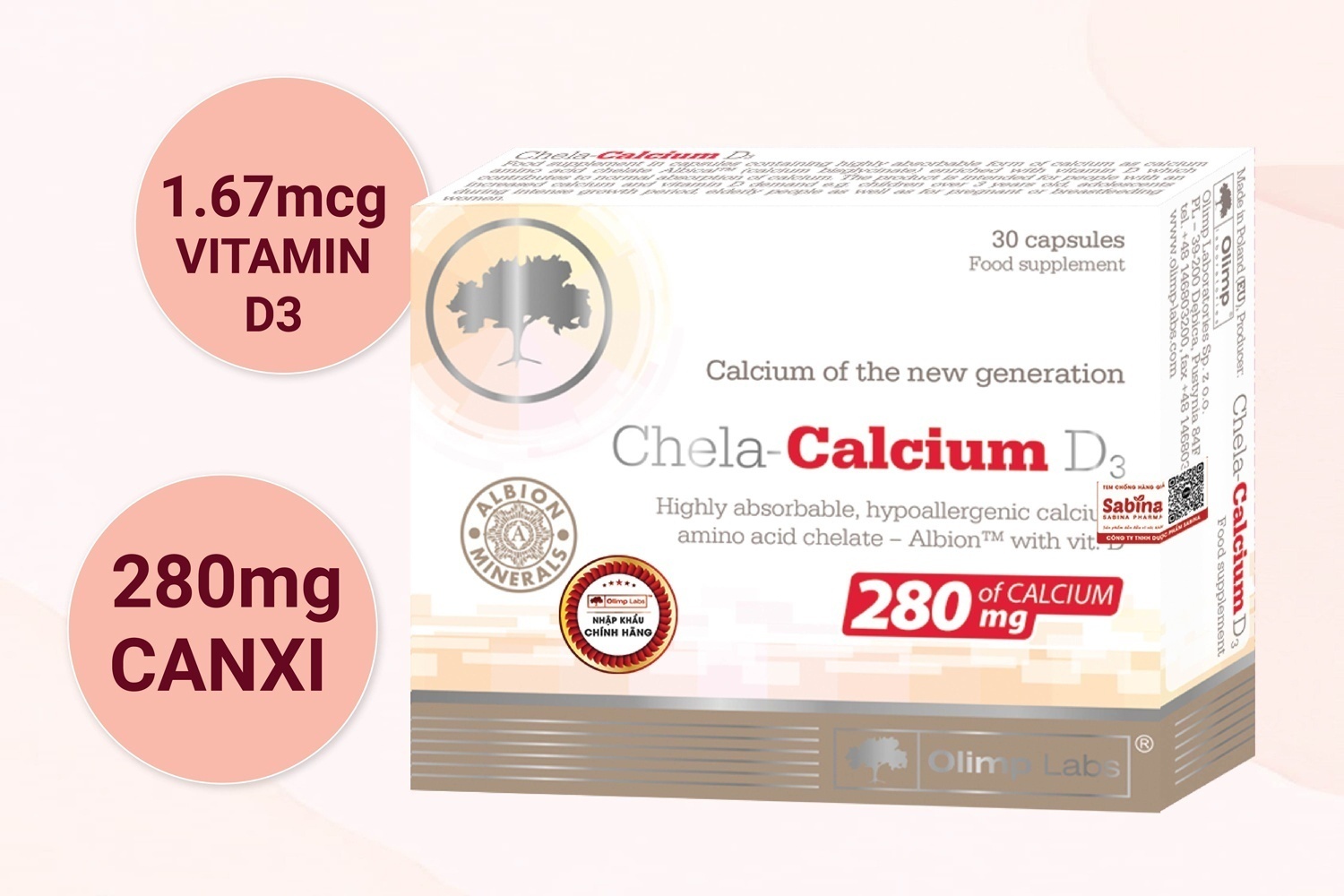 chela calcium d3, 30 viên, viên uống hỗ trợ, phòng ngừa loãng xương, tắng chiều cao cho người lớn của châu âu