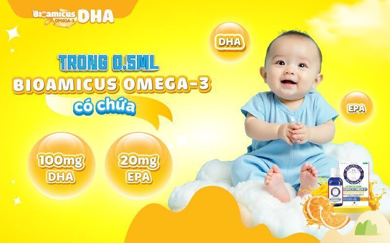 bioamicus omega-3, 30ml, siro bổ sung dha cô đặc tinh khiết, hoàn thiện chức năng hệ thần kinh cho bé