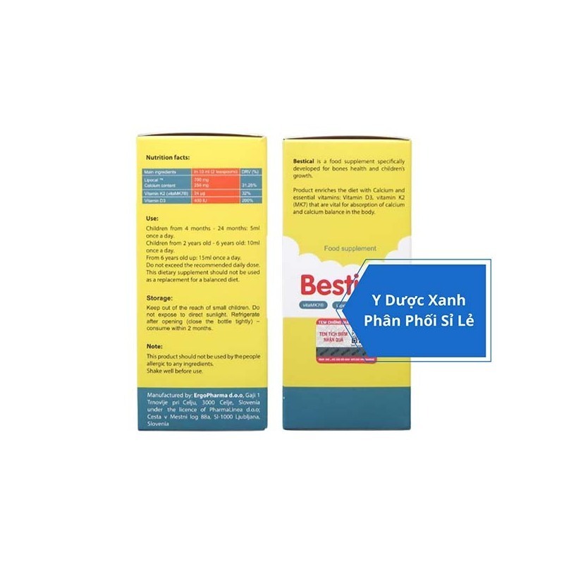BESTICAL, 120ml, Siro hỗ trợ phát triển chiều cao cho trẻ nhỏ trên 4 tháng tuổi của Slovenia