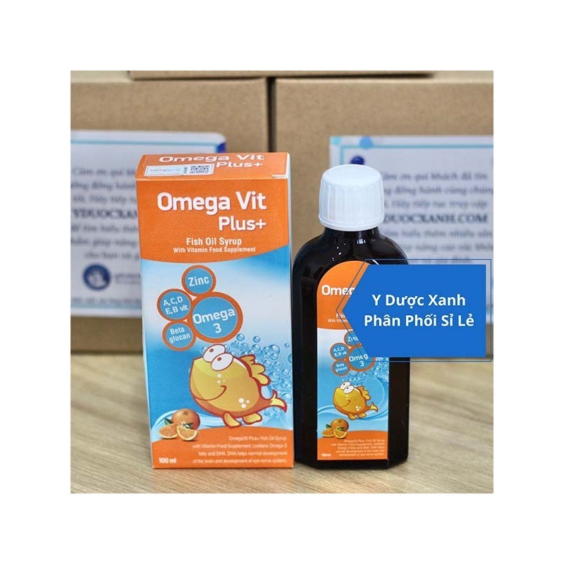 OMEGA VIT PLUS, 100ml, Siro bổ sung Omega 3 và khoáng chất cho bé, trẻ em từ 6 tháng tuổi của Châu Âu