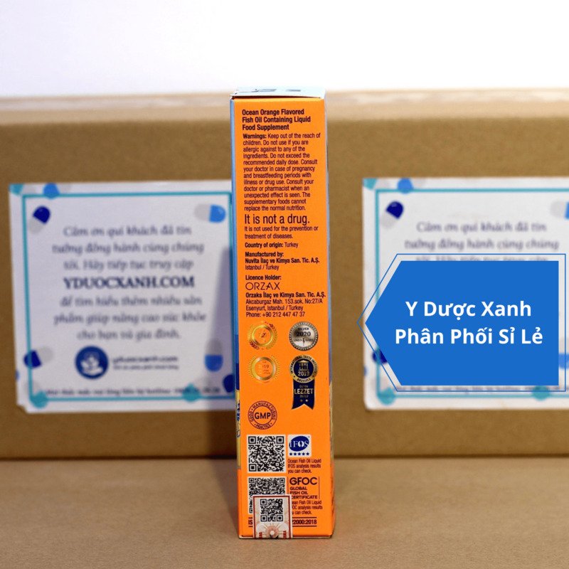 OCEAN FISH OIL, 150ml, Siro dầu cá hỗ trợ tăng khả năng chống oxy hóa, tốt cho não bộ và mắt cho trẻ sơ sinh của Thổ Nhĩ Kì