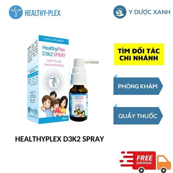 HEALTHYPLEX D3K2 SPRAY, 10ml, Dạng xịt Vitamin D3 và K2 cho trẻ sơ sinh, trẻ nhỏ của Ý