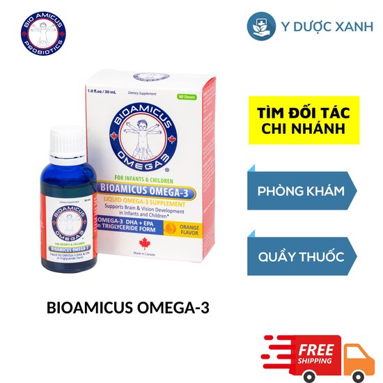 BIOAMICUS OMEGA-3, 30ml, Siro bổ sung DHA cô đặc tinh khiết, hoàn thiện chức năng hệ thần kinh cho bé