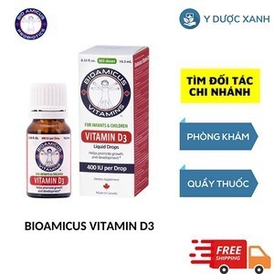 BIOAMICUS VITAMIN D3, 10ml, Dung dịch nhỏ giọt tăng cường hấp thu canxi cho bé, trẻ từ 2 tuổi của Canada