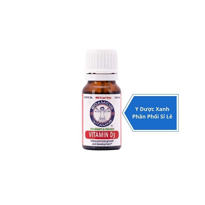 BIOAMICUS VITAMIN D3, 10ml, Dung dịch nhỏ giọt tăng cường hấp thu canxi cho bé, trẻ từ 2 tuổi của Canada