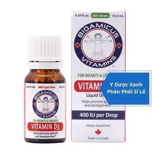 BIOAMICUS VITAMIN D3, 10ml, Dung dịch nhỏ giọt tăng cường hấp thu canxi cho bé, trẻ từ 2 tuổi của Canada