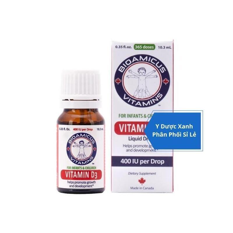BIOAMICUS VITAMIN D3, 10ml, Dung dịch nhỏ giọt tăng cường hấp thu canxi cho bé, trẻ từ 2 tuổi của Canada