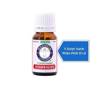 BIOAMICUS VITAMIN K2 D3, 10ml, Hỗ trợ tăng chiều cao, hấp thu canxi cho bé, trẻ nhỏ của Canada