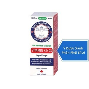 BIOAMICUS VITAMIN K2 D3, 10ml, Hỗ trợ tăng chiều cao, hấp thu canxi cho bé, trẻ nhỏ của Canada