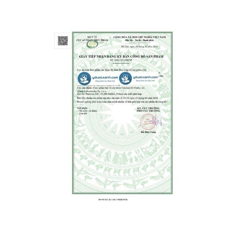 CALCIUM D3 FORTE, 60 viên, Viên uống bổ sung canxi cho bà bầu của Ba Lan