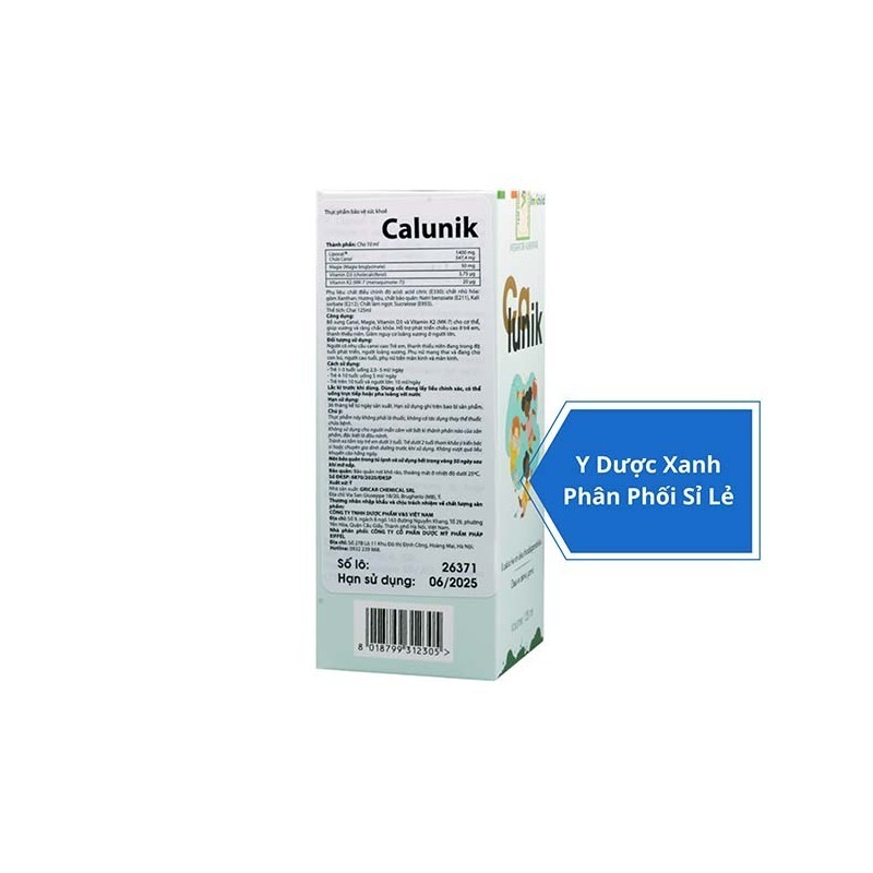 CALUNIK, 125ml, Siro hỗ trợ phát triển xương và răng cho trẻ em từ 1 tuổi của Châu Âu