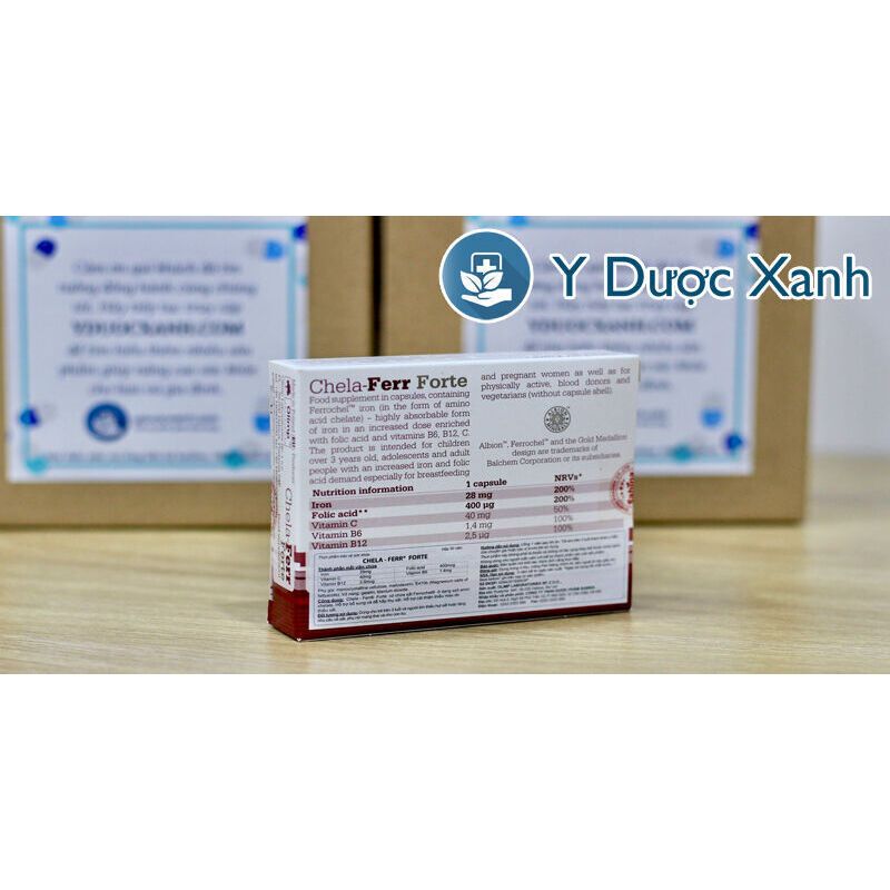 CHELA FERR FORTE, 30 viên, Viên uống bổ sung sắt, cải thiện thiếu máu cho bà bầu, sau sinh của Châu Âu