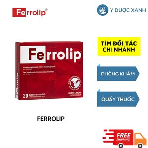 FERROLIP, 20 gói, Gói sắt sinh học bổ sung sắt cho bà bầu, người thiếu máu của Ý