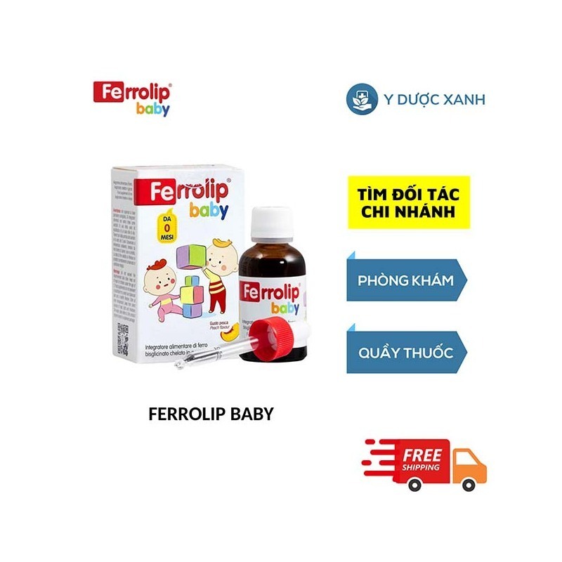 FERROLIP BABY, 30 ml, Dung dịch nhỏ giọt bổ sung sắt hữu cơ, bổ máu cho bé, trẻ em từ 2 tuổi của Ý
