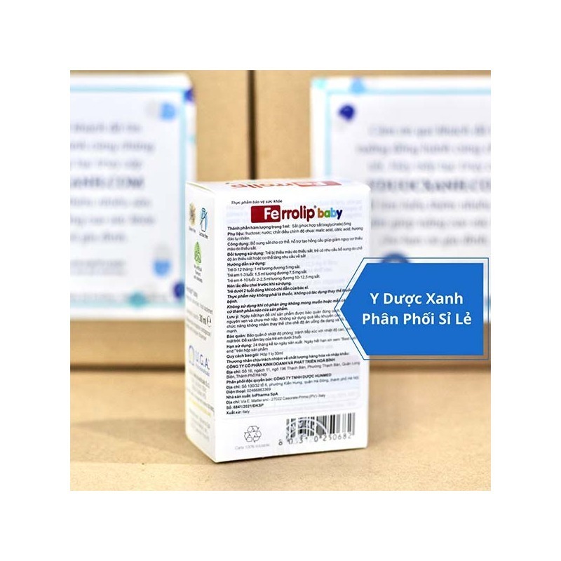FERROLIP BABY, 30 ml, Dung dịch nhỏ giọt bổ sung sắt hữu cơ, bổ máu cho bé, trẻ em từ 2 tuổi của Ý