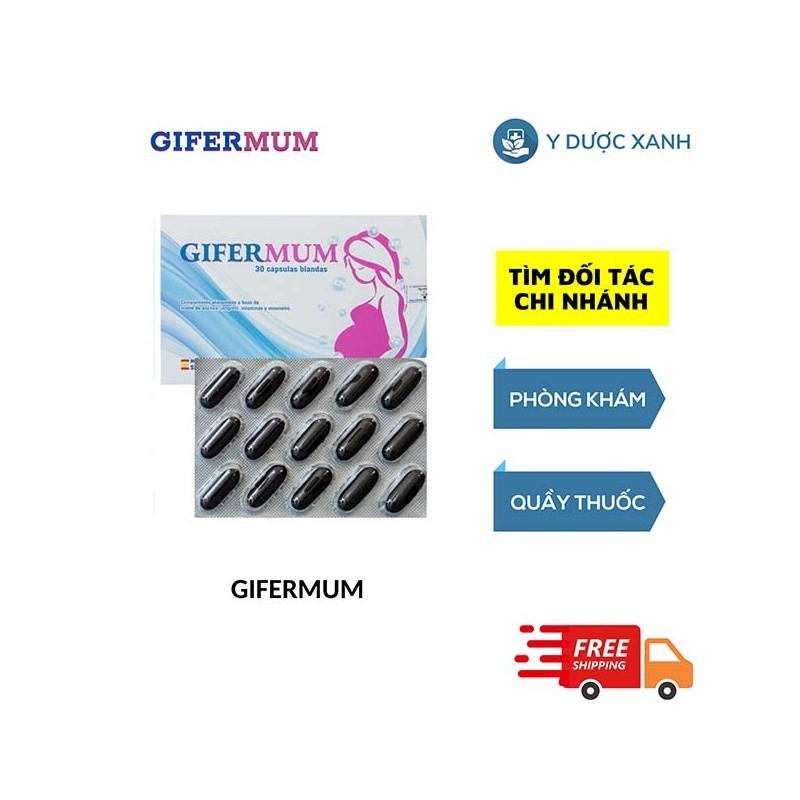 GIFERMUM PLUS, 30 viên, Viên uống bổ sung vitamin tổng hợp cho bà bầu, phụ nữ chuẩn bị mang thai của Tây Ban Nha