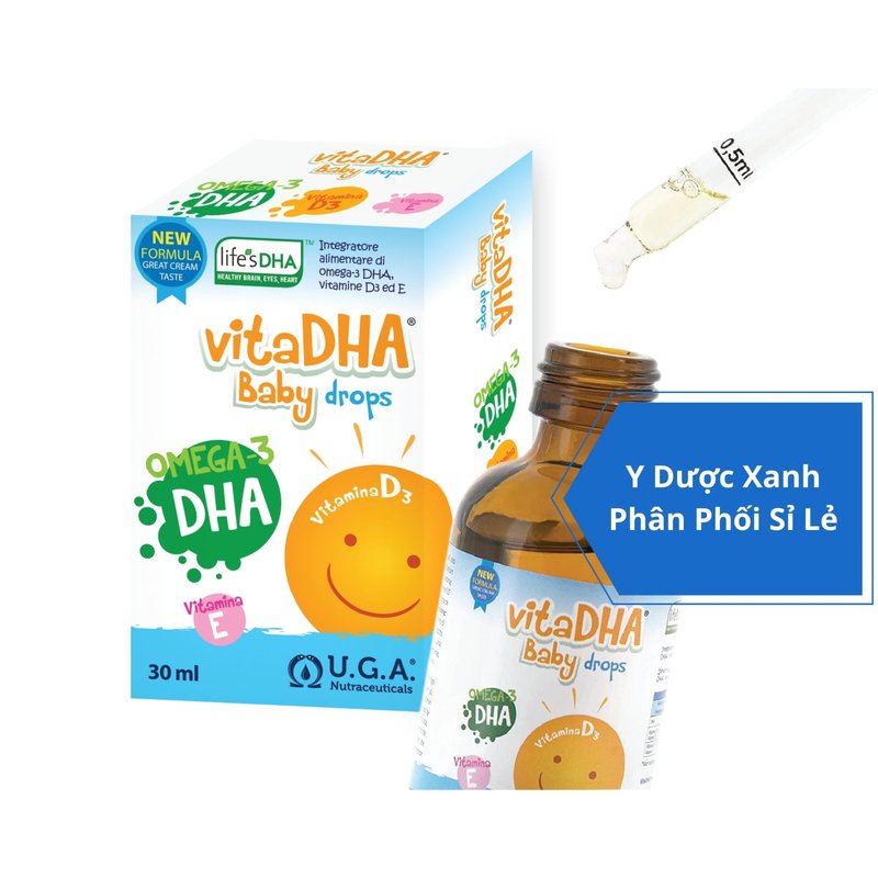 VITADHA BABY DROPS, 30ml, Nhỏ giọt bổ sung DHA cho bé, trẻ em từ sơ sinh của Ý