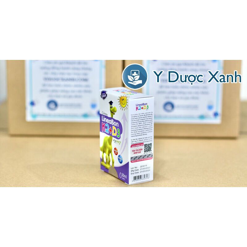 LINEABON K2+D3, 10ml, Nhỏ giọt tăng hấp thu canxi cho trẻ em, trẻ sơ sinh của Châu Âu