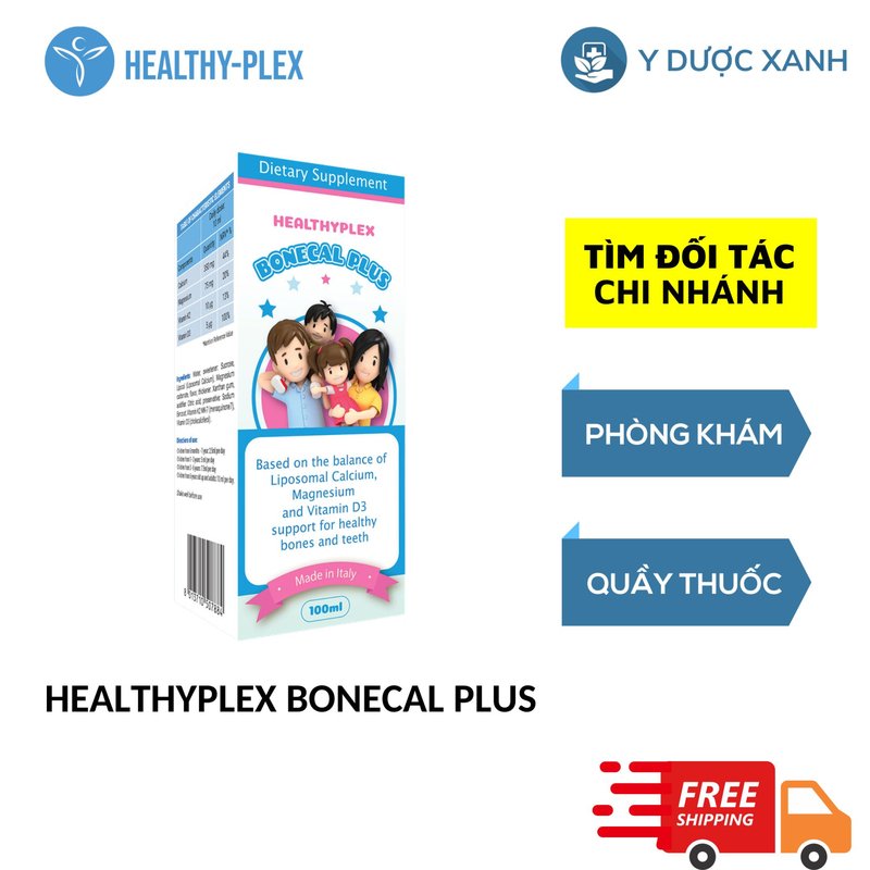 HEALTHYPLEX BONECAL PLUS, 100ml, Siro bổ sung Calcium, Magnesium, Vitamin D3, hỗ trợ xương răng chắc khỏe
