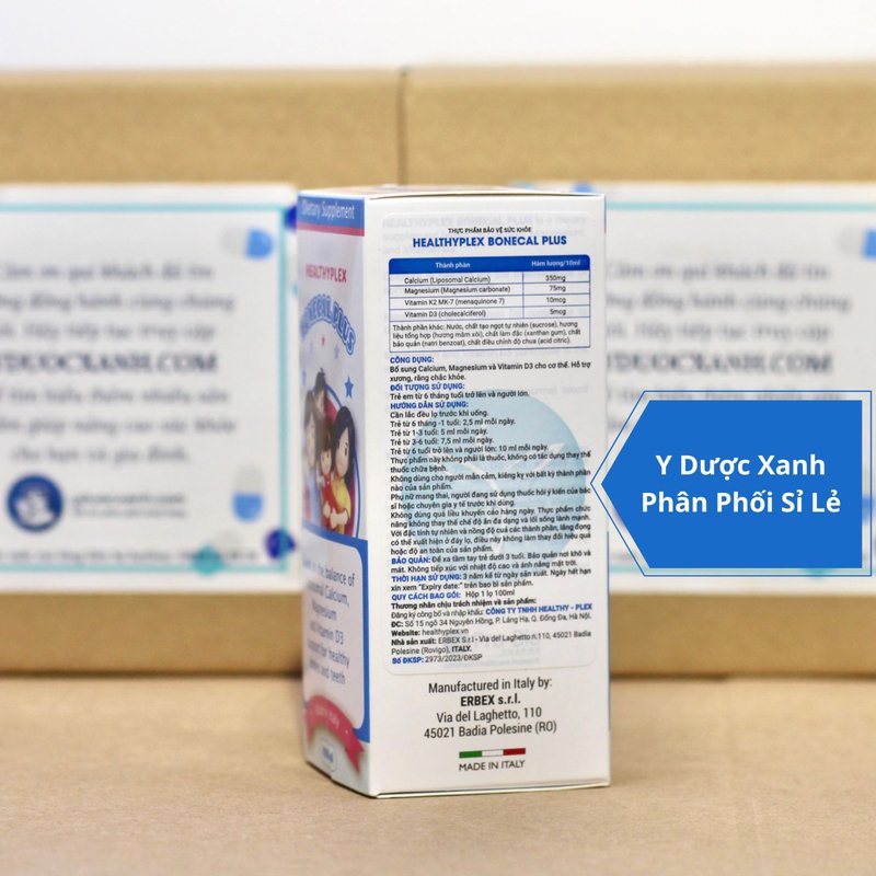 HEALTHYPLEX BONECAL PLUS, 100ml, Siro bổ sung Calcium, Magnesium, Vitamin D3, hỗ trợ xương răng chắc khỏe