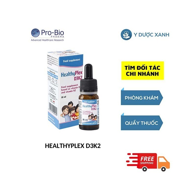 HEALTHYPLEX D3K2, 10ml, Siro nhỏ giọt tăng hấp thu Canxi cho bé, trẻ em của Ý