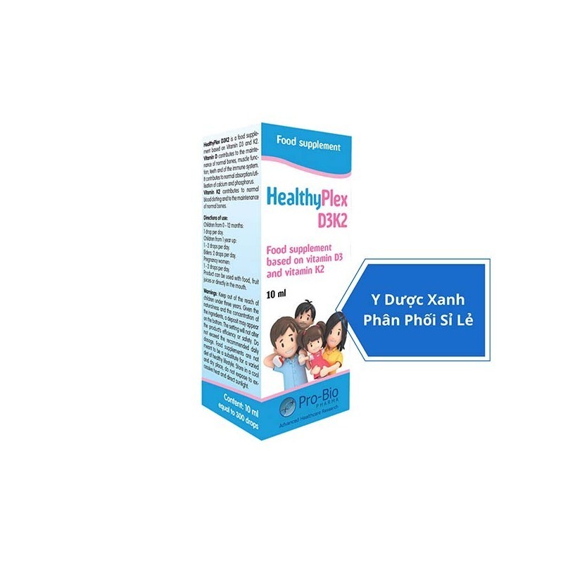 HEALTHYPLEX D3K2, 10ml, Siro nhỏ giọt tăng hấp thu Canxi cho bé, trẻ em của Ý