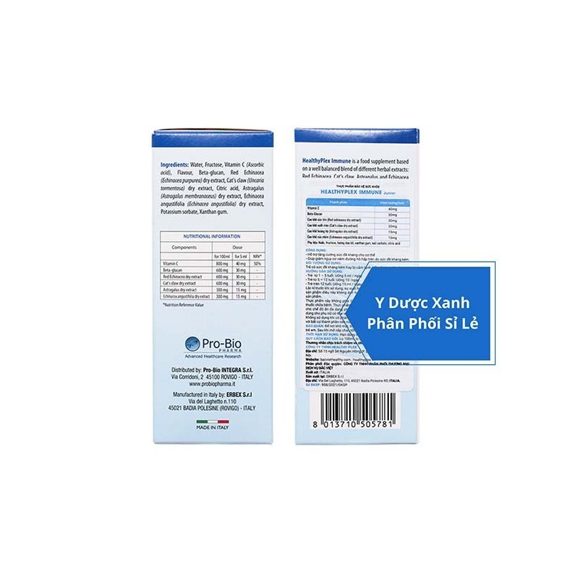 HEALTHYPLEX IMMUNE, Siro tăng đề kháng cho trẻ em từ 1 tuổi của Ý