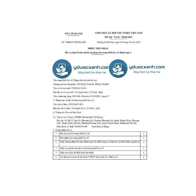 OTOSAN NASAL SPRAY BABY, 30ml, Otosan xịt mũi, vệ sinh mũi cho bé, trẻ sơ sinh của Ý