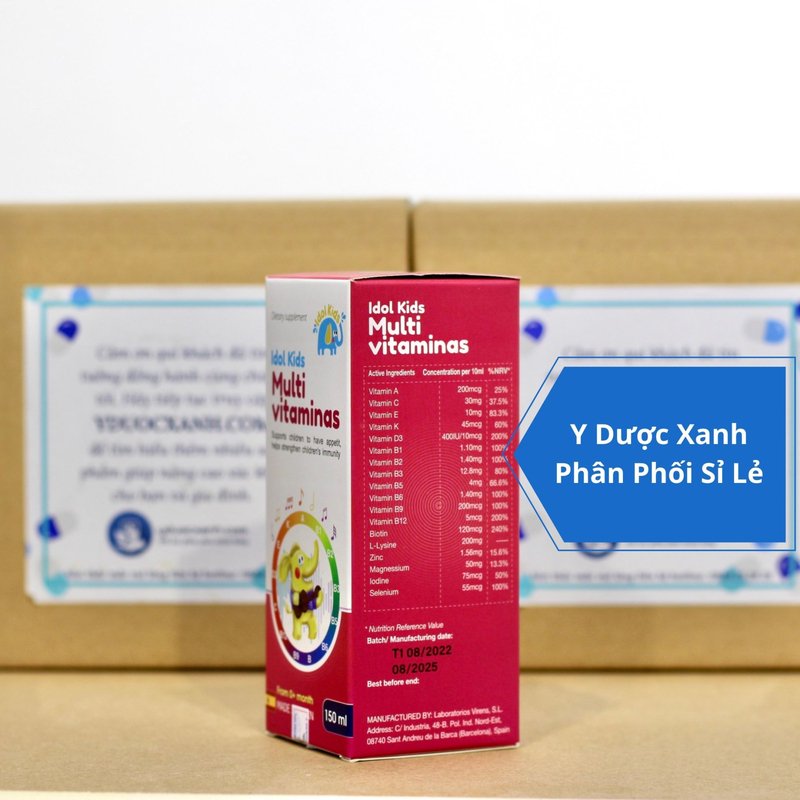 IDOL KIDS MULTIVITAMINAS, 150 ml, Siro tăng cường sức đề kháng cho bé, trẻ em từ 6 tháng tuổi của Tây Ban Nha