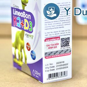 LINEABON K2+D3, 10ml, Nhỏ giọt tăng hấp thu canxi cho trẻ em, trẻ sơ sinh của Châu Âu