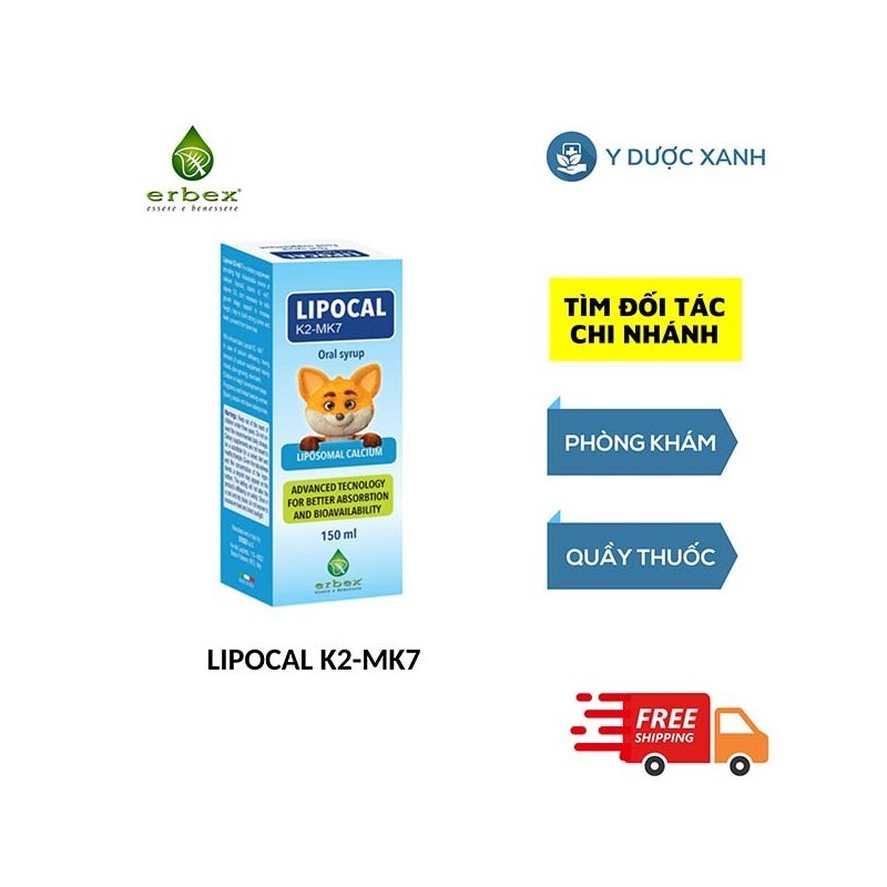 LIPOCAL K2 MK7, 150ml, Siro hỗ trợ phát triển xương và tăng chiều cao ở trẻ em của Ý