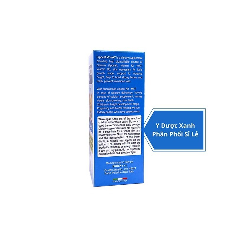 LIPOCAL K2 MK7, 150ml, Siro hỗ trợ phát triển xương và tăng chiều cao ở trẻ em của Ý