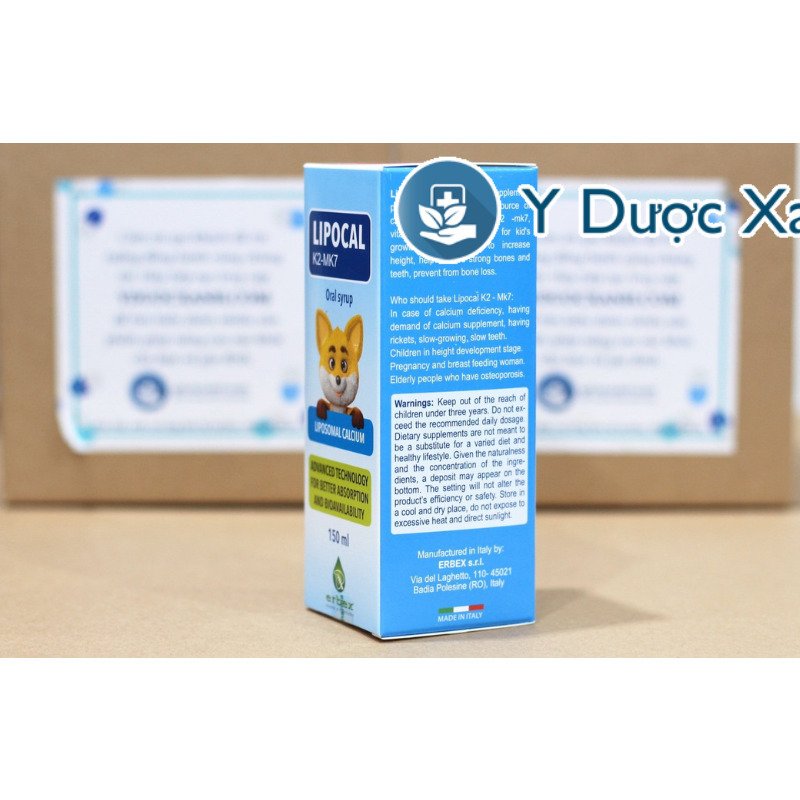 LIPOCAL K2 MK7, 150ml, Siro hỗ trợ phát triển xương và tăng chiều cao ở trẻ em của Ý