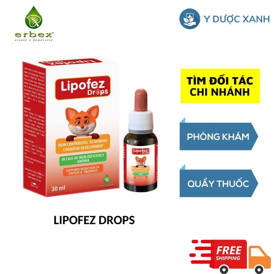 LIPOFEZ DROPS, 30 ml, Nhỏ giọt bổ sung sắt, Bổ máu cho bé, trẻ sơ sinh của Ý