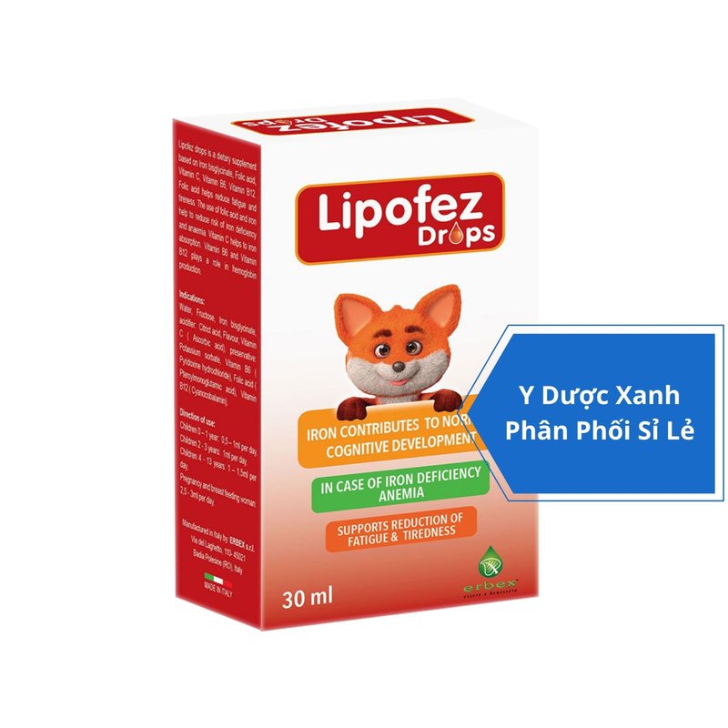 LIPOFEZ DROPS, 30 ml, Nhỏ giọt bổ sung sắt, Bổ máu cho bé, trẻ sơ sinh của Ý