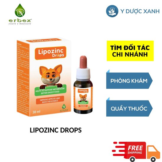 LIPOZINC DROPS, 30 ml, Nhỏ giọt bổ sung kẽm cho bé, trẻ sơ sinh của Ý