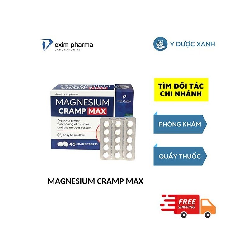 MAGNESIUM CRAMP MAX, 45 viên, Viên uống phòng chống co cơ, chuột rút cho người lớn của Ba Lan