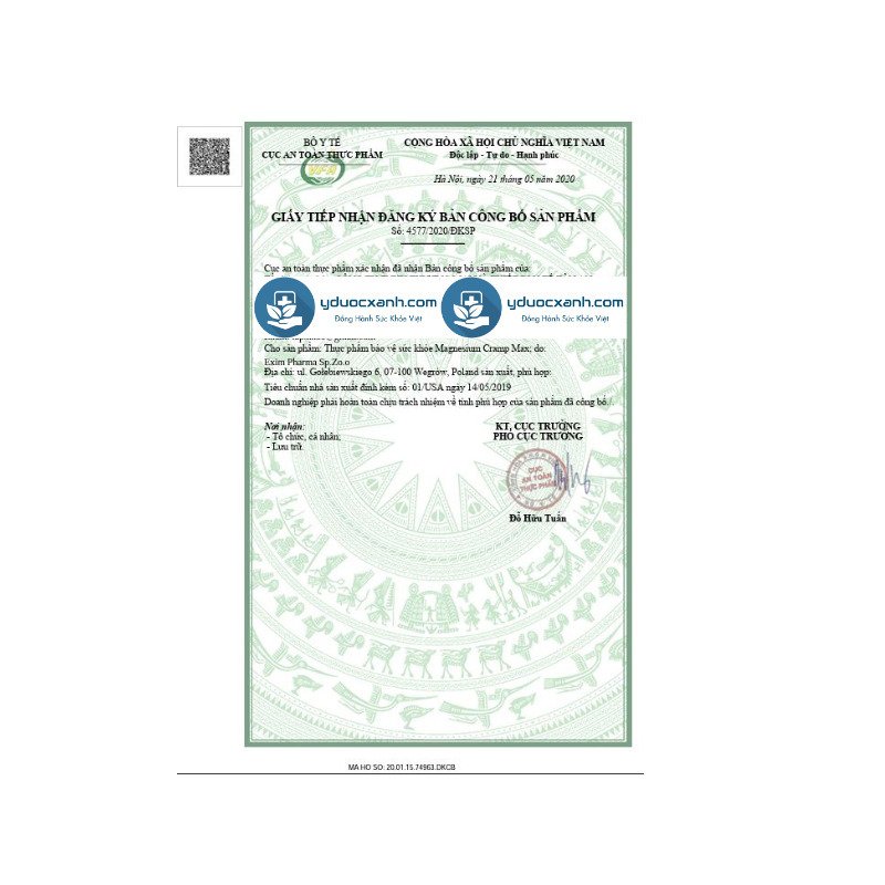 MAGNESIUM CRAMP MAX, 45 viên, Viên uống phòng chống co cơ, chuột rút cho người lớn của Ba Lan